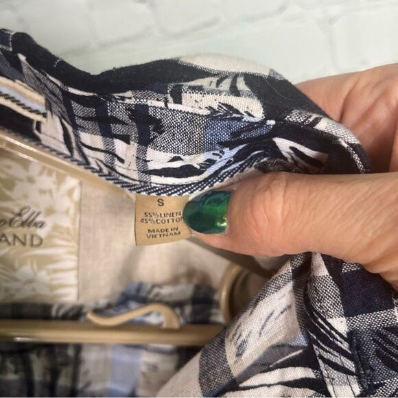 Tasso Elba Men's Hawaiian/Plaid  Button Up Shirt, Linen Cotton Size Small NWT - Picture 7 of 8